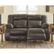 Denoron - Chocolate - Reclining Power Loveseat-Washburn's Home Furnishings