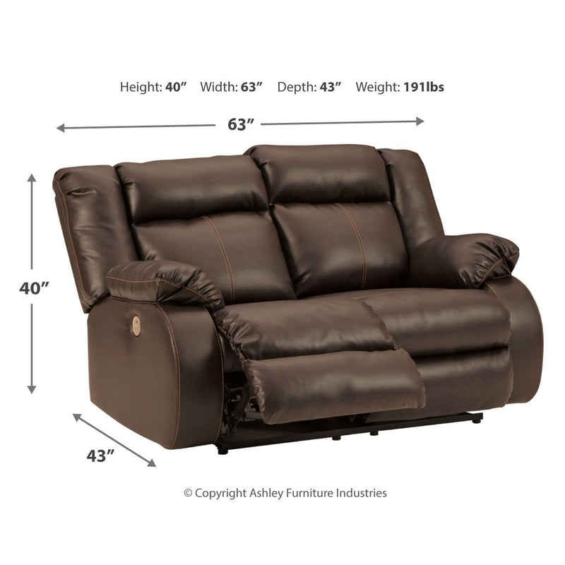 Denoron - Chocolate - Reclining Power Loveseat-Washburn's Home Furnishings