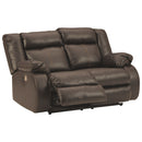 Denoron - Chocolate - Reclining Power Loveseat-Washburn's Home Furnishings