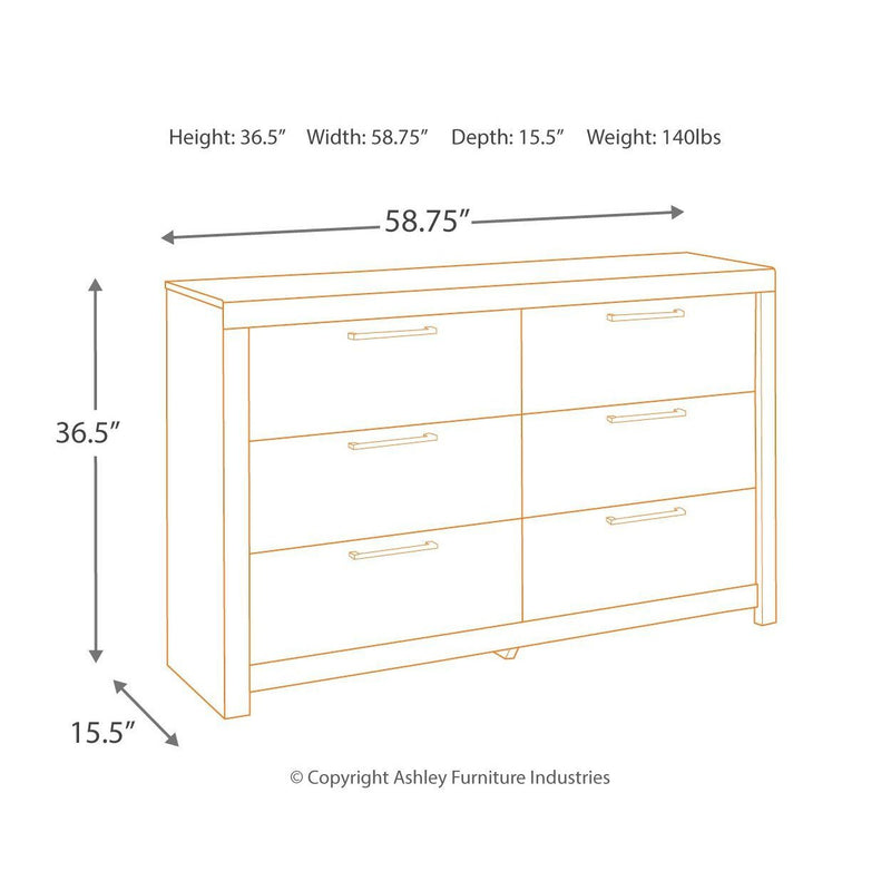 Derekson - Multi Gray - Six Drawer Dresser-Washburn's Home Furnishings