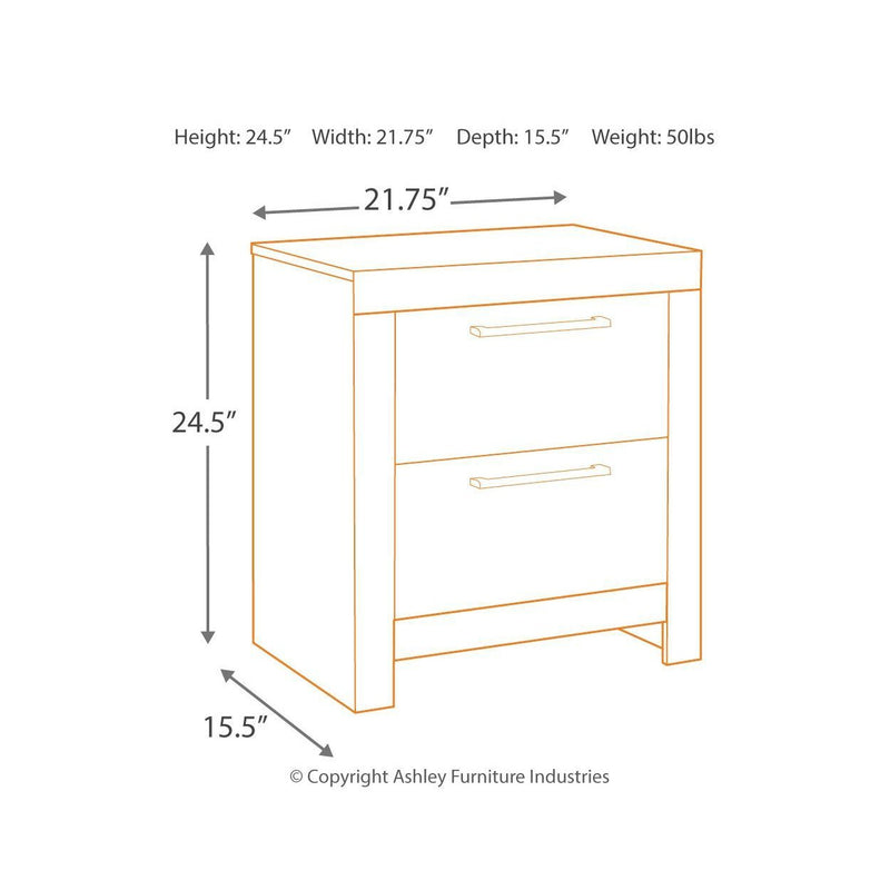 Derekson - Multi Gray - Two Drawer Night Stand-Washburn's Home Furnishings