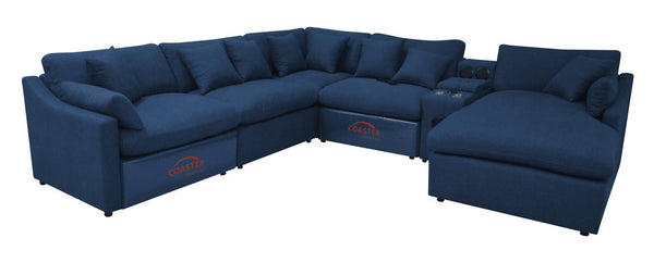 Destino - Midnight Blue - 6 Pc Power Sectional-Washburn's Home Furnishings