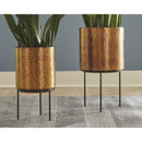 Donisha - Antique Brass Finish - Planter Set (2/cn)-Washburn's Home Furnishings