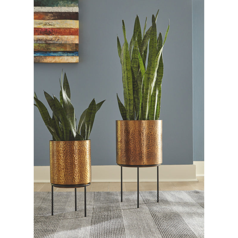 Donisha - Antique Brass Finish - Planter Set (2/cn)-Washburn's Home Furnishings