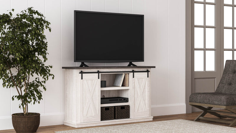 Dorrinson - White / Black / Gray - Medium Tv Stand-Washburn's Home Furnishings