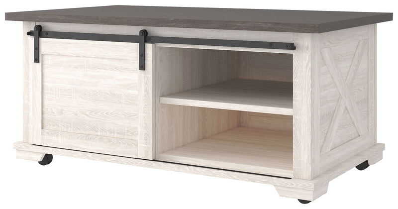 Dorrinson - White / Black / Gray - Rectangular Cocktail Table-Washburn's Home Furnishings