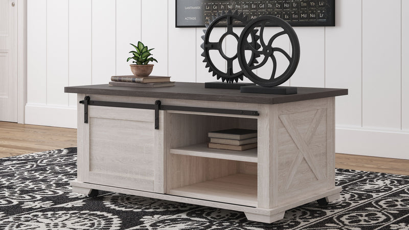 Dorrinson - White / Black / Gray - Rectangular Cocktail Table-Washburn's Home Furnishings