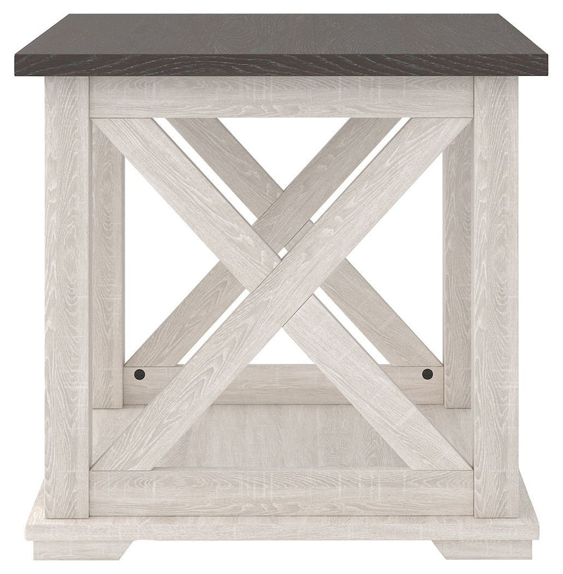 Dorrinson - White / Black / Gray - Square End Table-Washburn's Home Furnishings