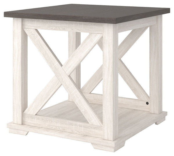 Dorrinson - White / Black / Gray - Square End Table-Washburn's Home Furnishings