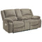 Draycoll - Pewter - Dbl Rec Pwr Loveseat W/console-Washburn's Home Furnishings