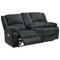 Draycoll - Slate - Dbl Rec Pwr Loveseat W/console-Washburn's Home Furnishings