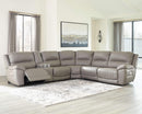 Dunleith - Gray - Power Reclining Sectional 6 Piece-Washburn's Home Furnishings