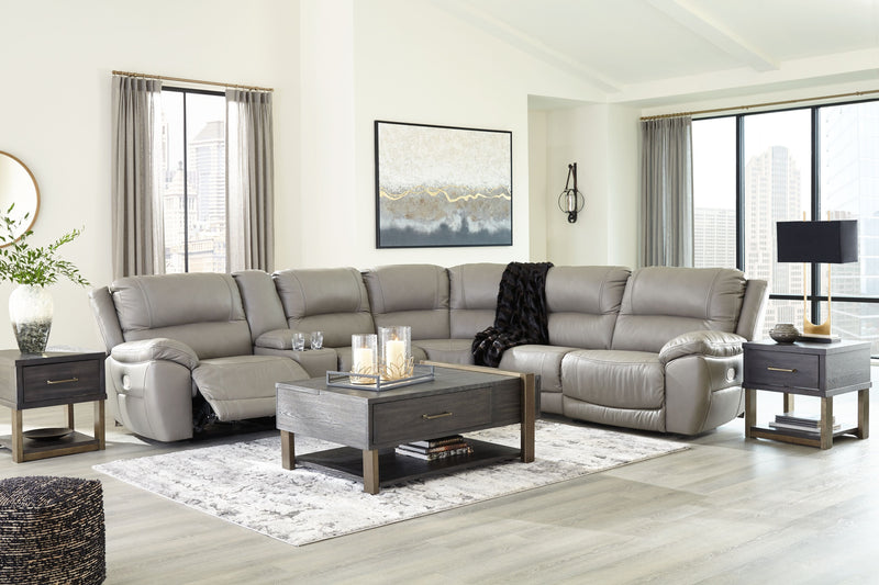 Dunleith - Gray - Power Reclining Sectional 6 Piece-Washburn's Home Furnishings