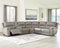 Dunleith - Gray - Power Reclining Sectional 6 Piece-Washburn's Home Furnishings