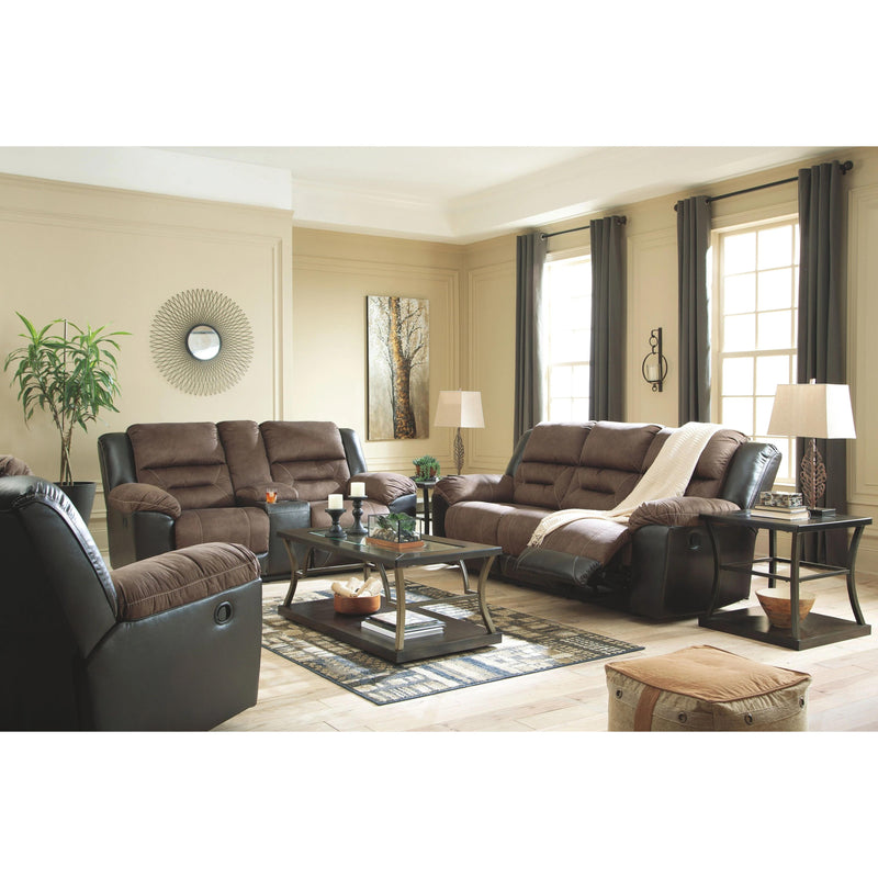 Ashley Earhart - Chestnut - DBL Rec Loveseat w/Console-Washburn's Home Furnishings