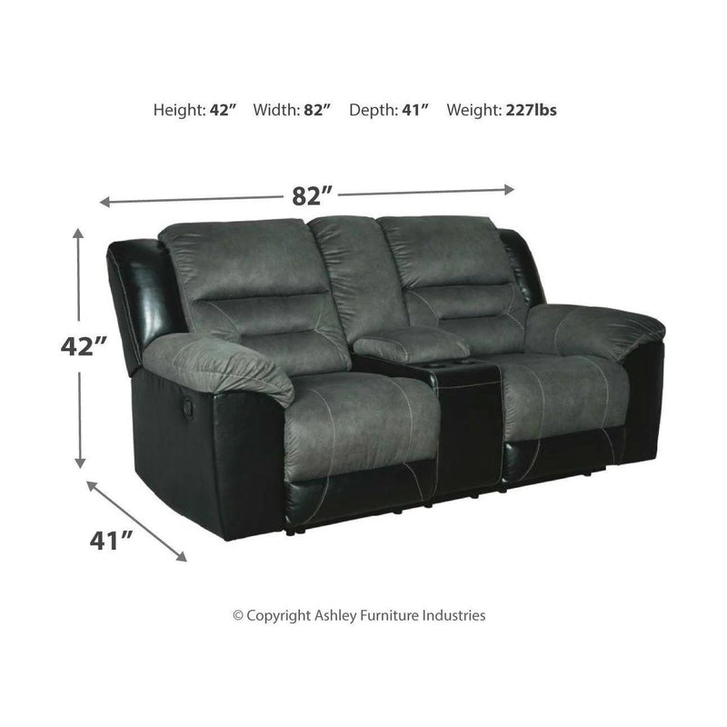 Earhart - Slate - DBL Rec Loveseat w/Console-Washburn's Home Furnishings