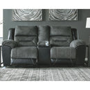 Earhart - Slate - Dbl Rec Loveseat W/console-Washburn's Home Furnishings