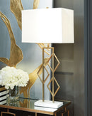 Edsel - Champagne/white - Metal Table Lamp (1/cn)-Washburn's Home Furnishings