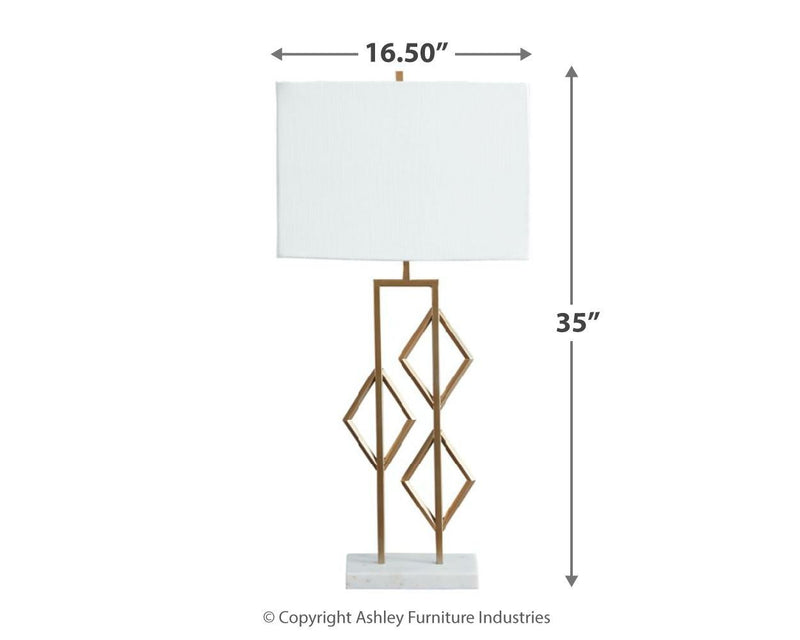 Edsel - Champagne/white - Metal Table Lamp (1/cn)-Washburn's Home Furnishings