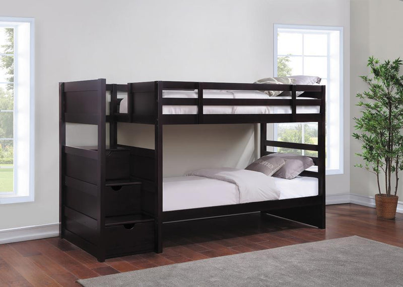 Elliott - Twin Over Twin Stairway Bunk Bed - Brown-Washburn's Home Furnishings