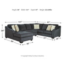 Eltmann - Slate - Left Arm Facing Chaise 3 Pc Sectional-Washburn's Home Furnishings