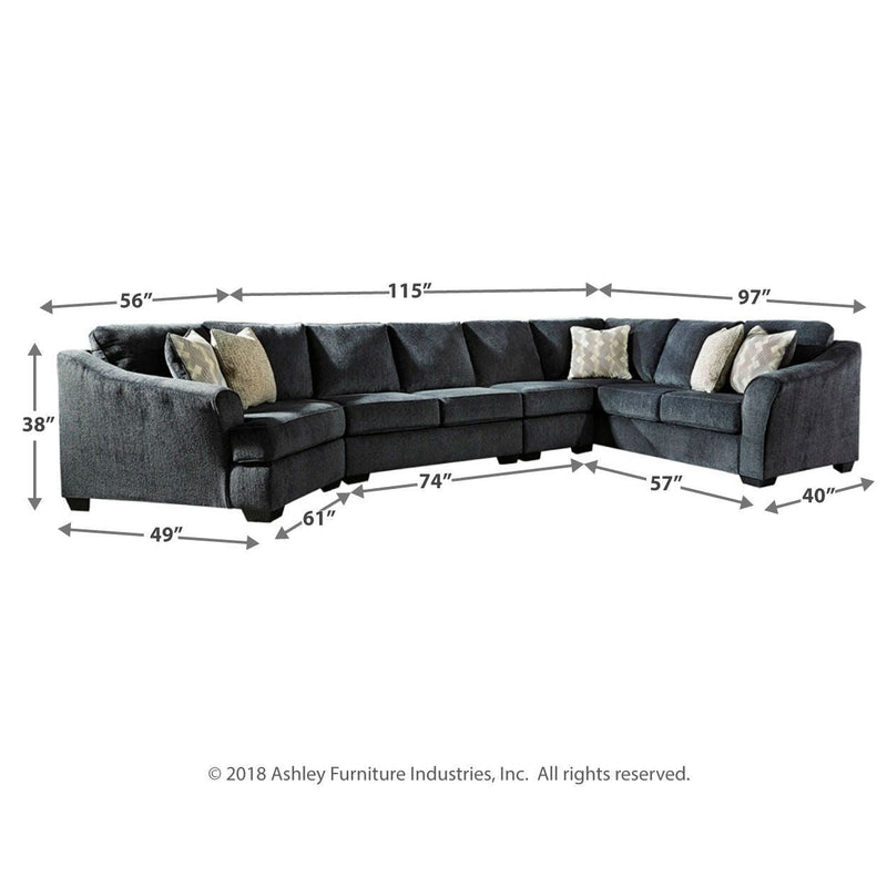 Eltmann - Slate - Left Arm Facing Cuddler 4 Pc Sectional-Washburn's Home Furnishings