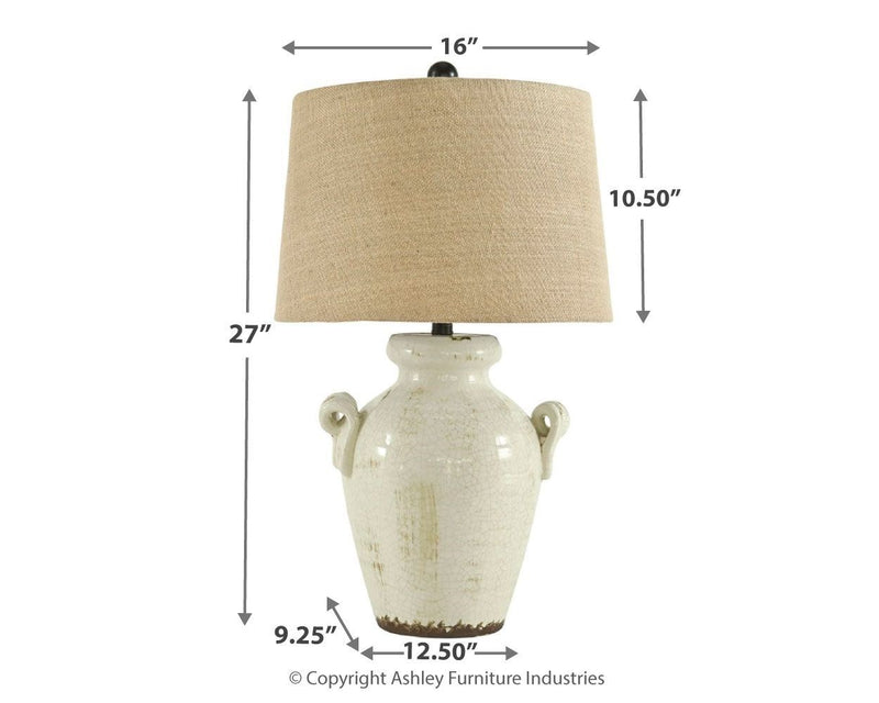 Emelda - Cream - Ceramic Table Lamp (1/cn)-Washburn's Home Furnishings