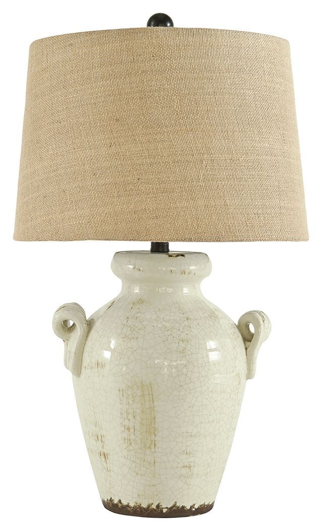 Emelda - Cream - Ceramic Table Lamp (1/cn)-Washburn's Home Furnishings