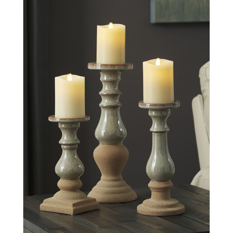 Emele - Taupe - Candle Holder Set (3/cn)-Washburn's Home Furnishings