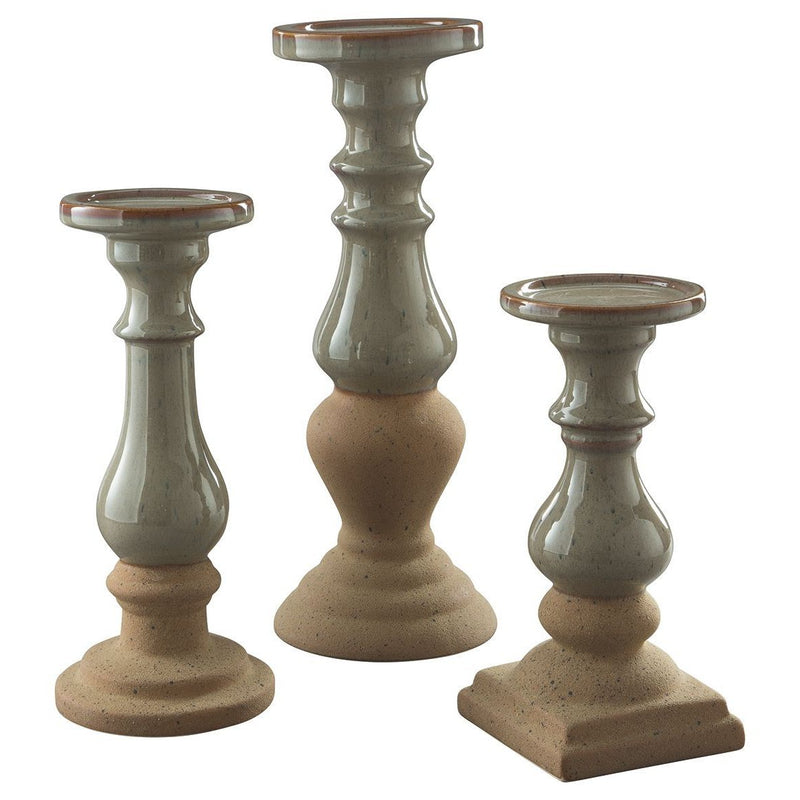 Emele - Taupe - Candle Holder Set (3/cn)-Washburn's Home Furnishings