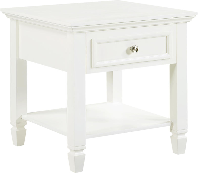 End Table Square 1-drawer With Lower Shelf - White-Washburn's Home Furnishings