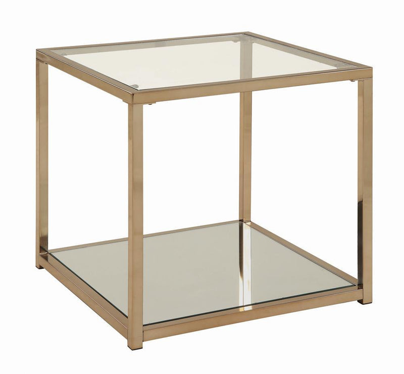 End Table With Mirror Shelf - Yellow-Washburn's Home Furnishings