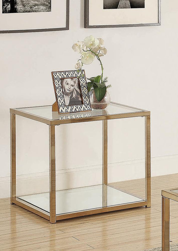 End Table With Mirror Shelf - Yellow-Washburn's Home Furnishings