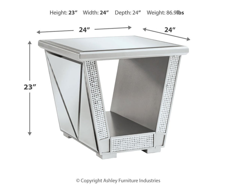 Fanmory - Silver Finish - Square End Table-Washburn's Home Furnishings