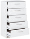 Flannia - White - Five Drawer Chest-Washburn's Home Furnishings