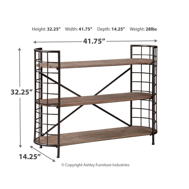 Flintley - Brown/gunmetal - Bookcase-Washburn's Home Furnishings