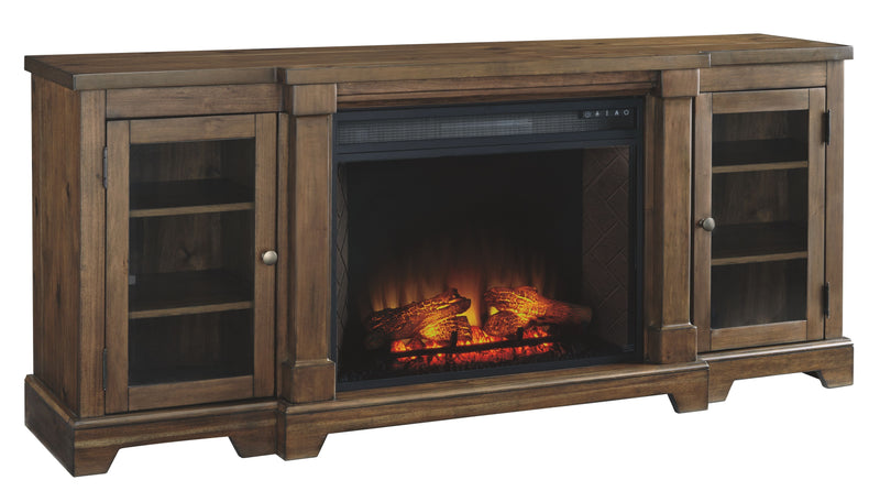 Flynnter - Medium Brown - Xl Tv Stand W/fireplace Option-Washburn's Home Furnishings