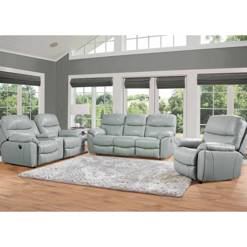 Franklin Cabot Leather Power Reclining Loveseat w/ Integrated USB Port in Bison Aqua-Washburn's Home Furnishings