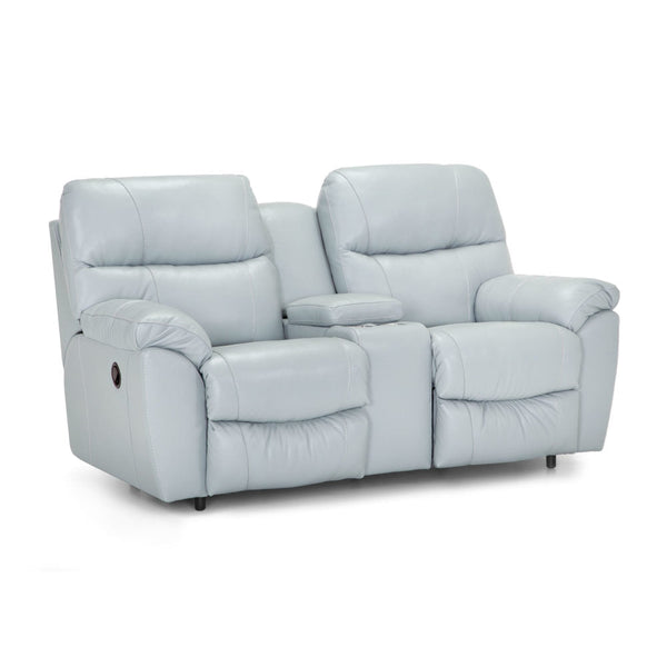 Franklin Cabot Leather Power Reclining Loveseat w/ Integrated USB Port in Bison Aqua-Washburn's Home Furnishings