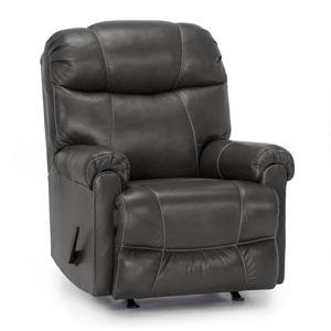 FRANKLIN CALIBER LEATHER RECLINER IN ANTIGUA DARK GREY-Washburn's Home Furnishings