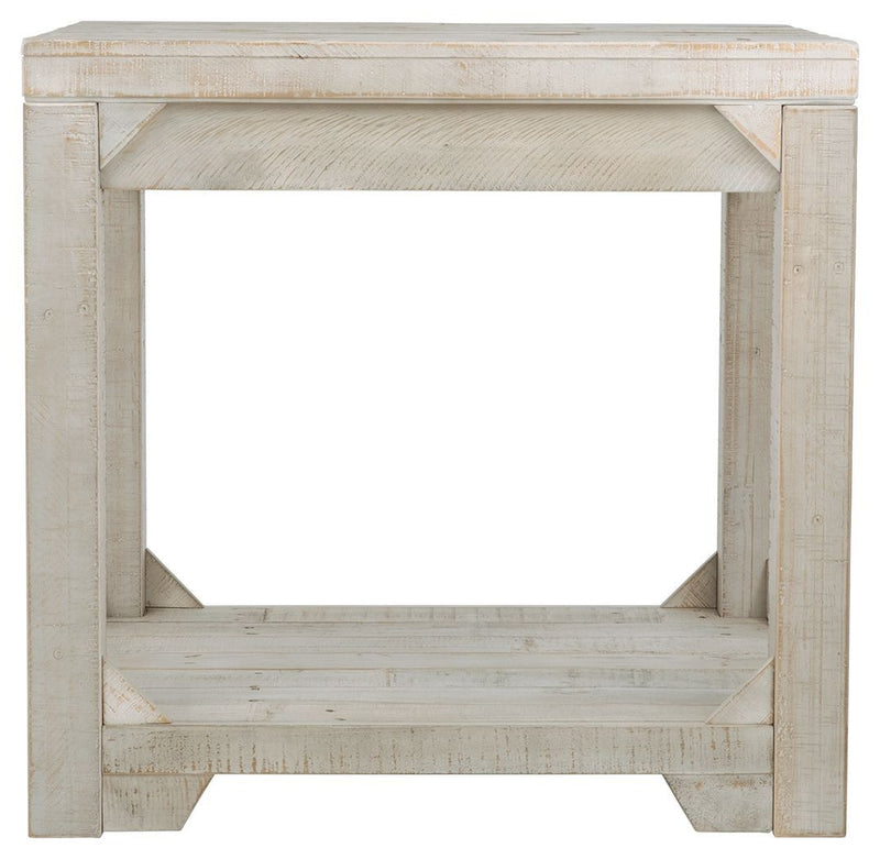 Fregine - Whitewash - Rectangular End Table-Washburn's Home Furnishings