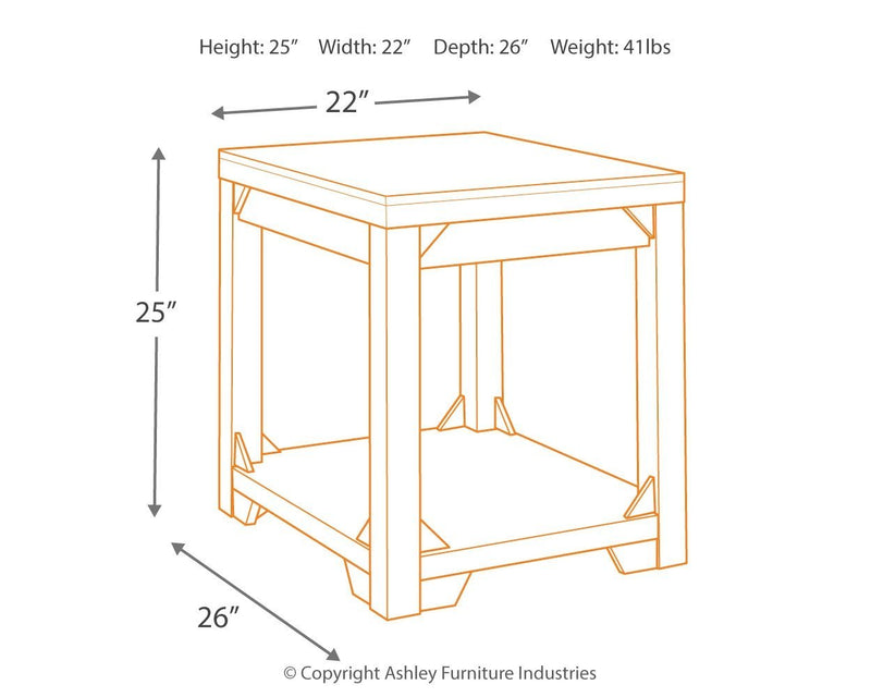 Fregine - Whitewash - Rectangular End Table-Washburn's Home Furnishings