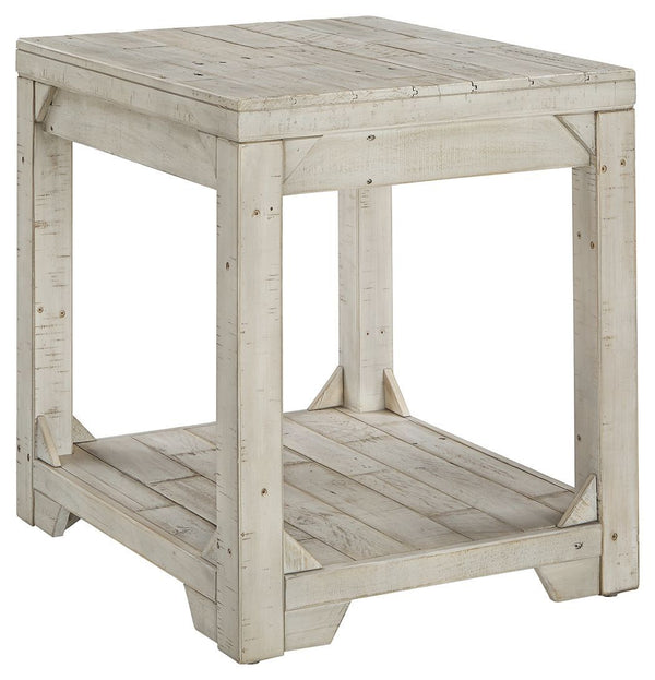 Fregine - Whitewash - Rectangular End Table-Washburn's Home Furnishings