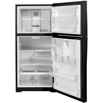 GE 19.2cf Top Freezer Refrigerator in Black-Washburn's Home Furnishings