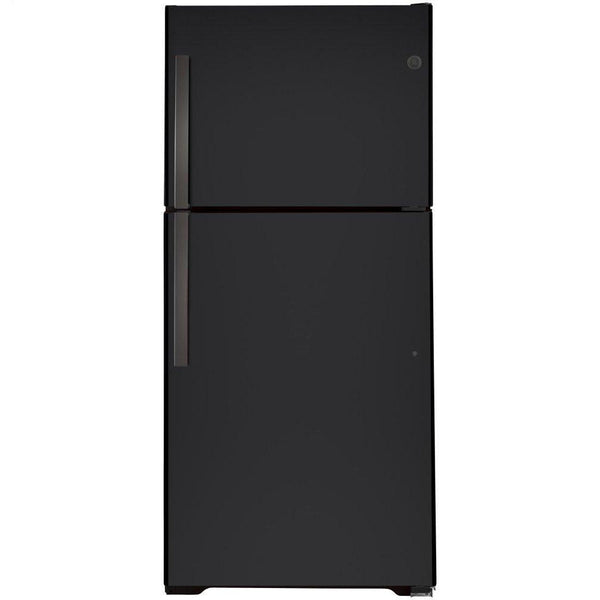 GE 21.9 Cu Ft Top Mount Refrigerator in Black-Washburn's Home Furnishings