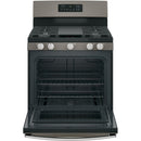 GE 30" Free-Standing Gas Range with Steam Cleaning Oven in Slate-Washburn's Home Furnishings