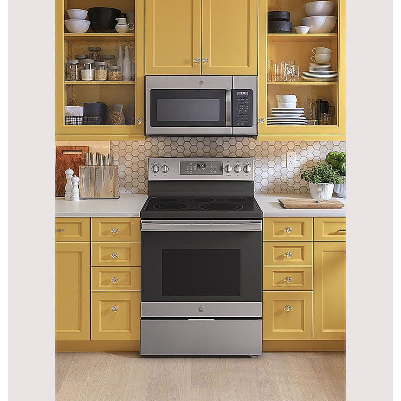 GE 30" Freestanding Electric Convection Range with Air Fry in Stainless Steel-Washburn's Home Furnishings