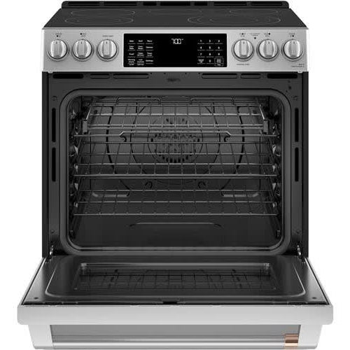 GE Cafe 30" Slide In Electric Range in Stainless-Washburn's Home Furnishings