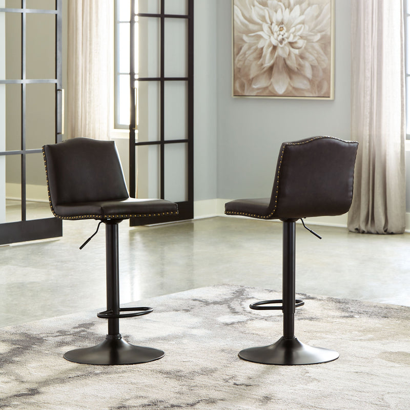 Gaddison - Brown/black - Tall Uph Swivel Barstool(2/cn)-Washburn's Home Furnishings