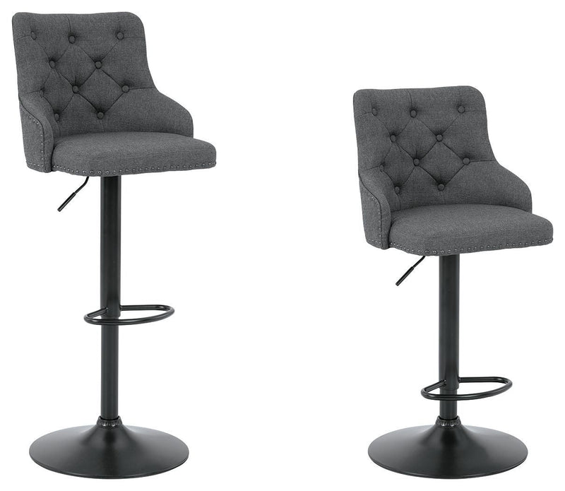 Gaddison - Gray/black - Tall Uph Swivel Barstool(2/cn)-Washburn's Home Furnishings